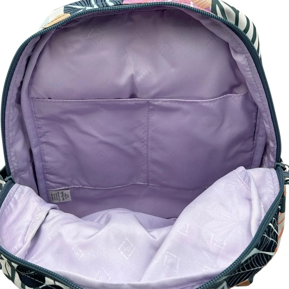 Vera Bradley Women's Small Backpack Palm Floral‎ Purple Lining Water-resistant